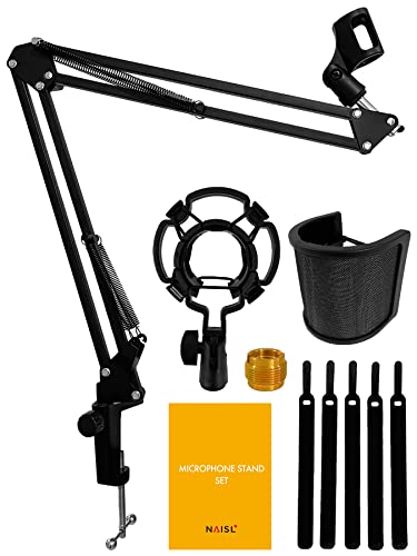 NAISL マイクスタンド マイクアーム ポップガード 卓上 コンデンサーマイク用 ショックマウント 配信 機材