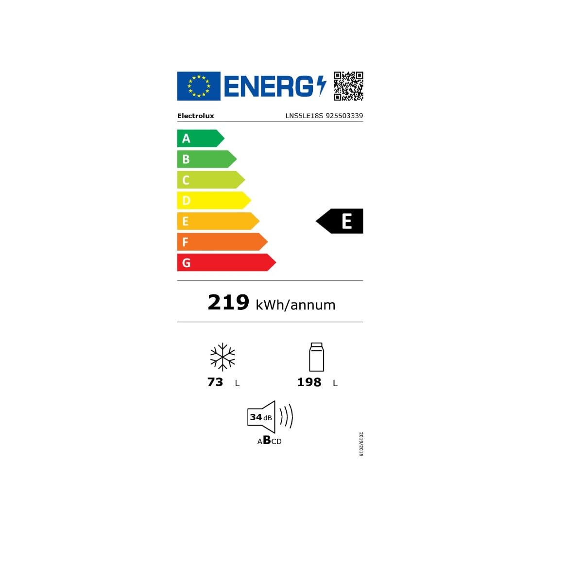 Frigorifero combinato, Incasso, 271 Litri, Statico [Classe Energetica E]