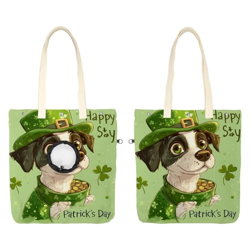 Pet Canvas Shoulder Bag Soft-Sided,Dog Purse Carrier for Small Dogs and Cats, Portable Pet Handbag with Adjustable Hole, Pet Washable Travel Tote Bag,St. Parikh's Cute Dog 19.3''x16.5''