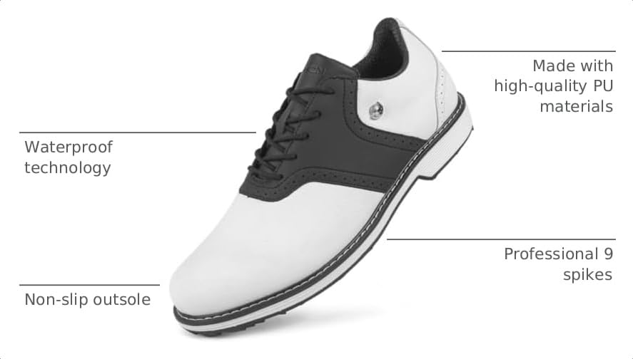 Image of THESTRON Men Golf Shoes Waterproof Professional Golf Footwears Spikes Spikeless Golf Walking Sneakers Turf Sports Golf Training Sneakers for Men