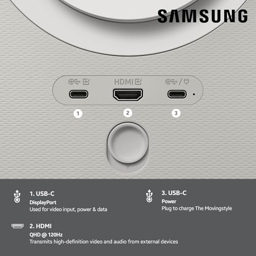 Image of Samsung LSM7F 27 inch The Movingstyle QHD Portable Smart Touchscreen (2025) UN27LSM7FAXXZA Bundle with 26 Month CPS Protection Pack, 2X 6FT HDMI Cable and Deco Gear Home Theater Beginner's Guide