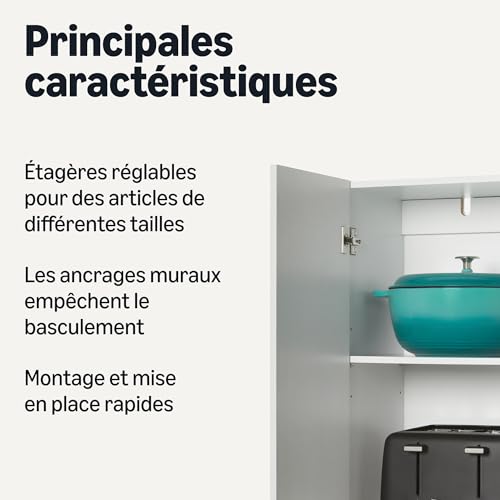 Armoire rangement 60x31,5x152,5 étagères réglables Amazon Basics