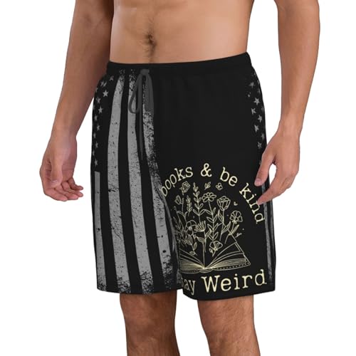 Read Books Be Kind Stay Weird Swimtrunks Funny Reading Book Lover Men's Beach Shorts3