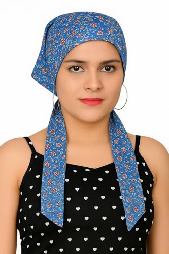 Image of Pure Cotton Double Layer Head Scarves Hair Wrap Cap, Adjustable Free Size Head Cover for Women, Girls, Under Helmet Cover