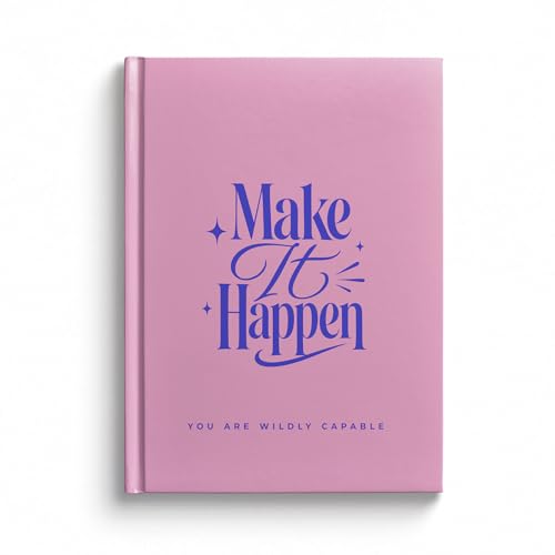 Image of Make It Happen A5 Diary Notebook for Women and Girls, Pink Hardbound, 200 Ruled Pages 90 GSM, Motivational Diary for Office and Gifting