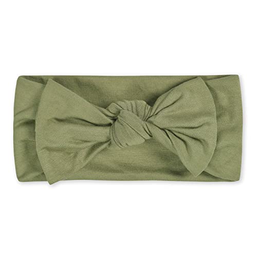 Image of Gerber Baby Girls Buttery-soft With Bow Viscose Made Eucalyptus Headband, Moss, One Size US