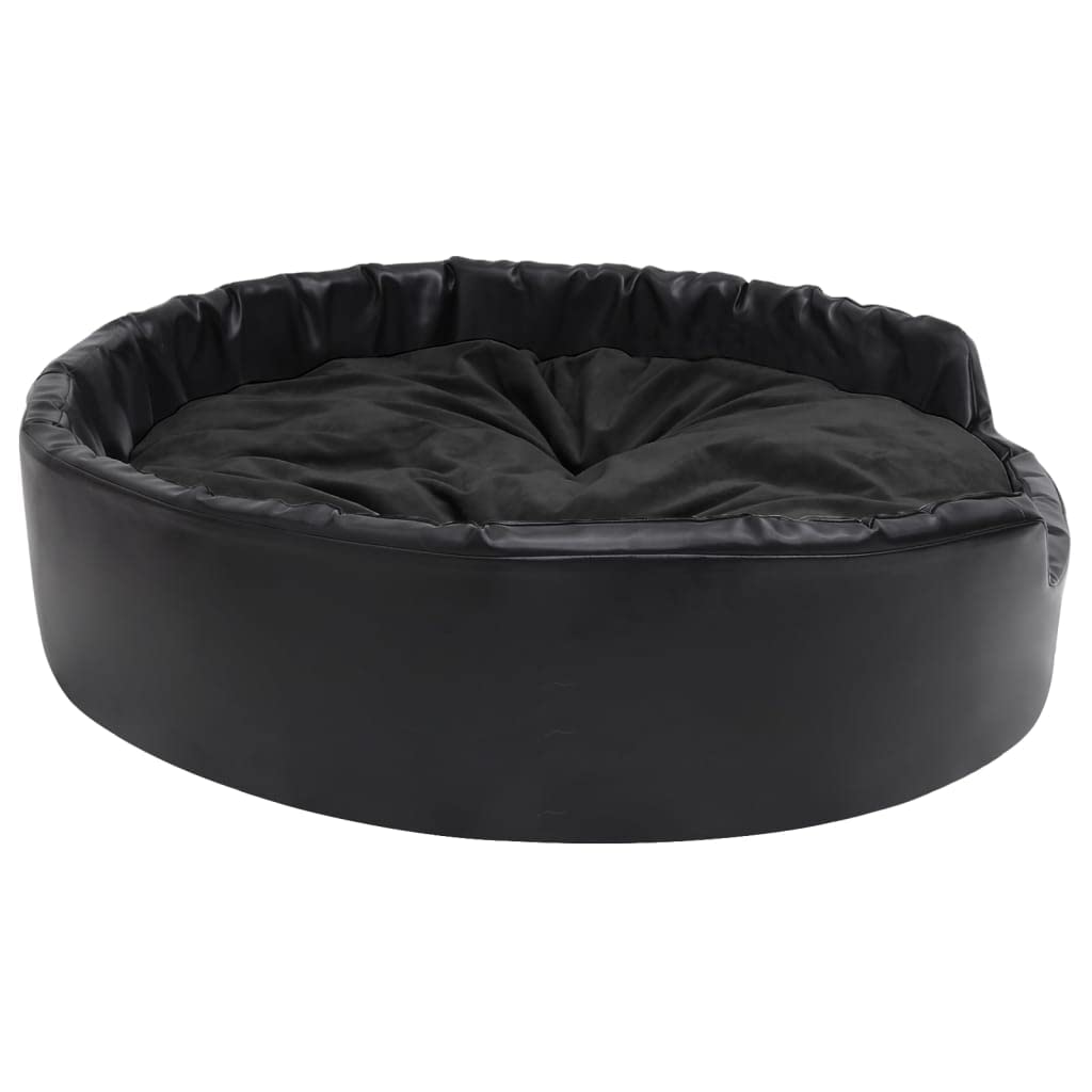Générique Gepolstertes Hundesofa aus schwarzem Kunstleder und weichem Plüsch, Bett 99 x 89 x 21 cm, mit rutschfestem Kissen und waschbarem Bezug mit Reißverschluss, ideal für Katzen und kleine Tiere