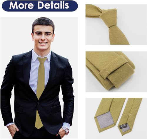 Image of Mantieqingway Mens Skinny Ties,2.56 inch Cotton Neckties Striped Plaid Ties for Groom Groomsmen Wedding Party Christmas