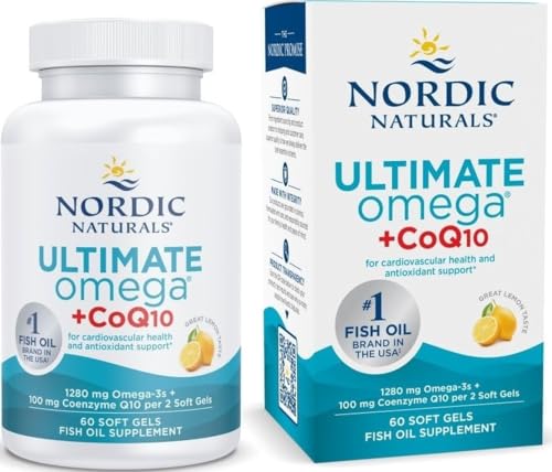 Nordic Naturals Ultimate Omega + CoQ10, Lemon - 60 Soft Gels - 1280 mg Omega-3 + 100 mg CoQ10 - Heart Health, Cellular Energy, Antioxidant Support - Non-GMO - 30 Servings - image 1