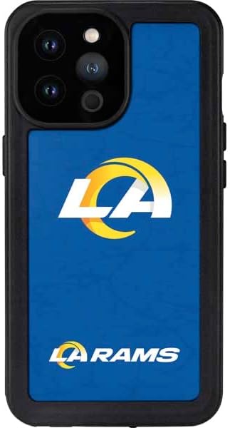 Skinit Waterproof Phone Case Compatible with iPhone 14 Pro Max - Officially Licensed NFL Los Angeles Rams Distressed Design