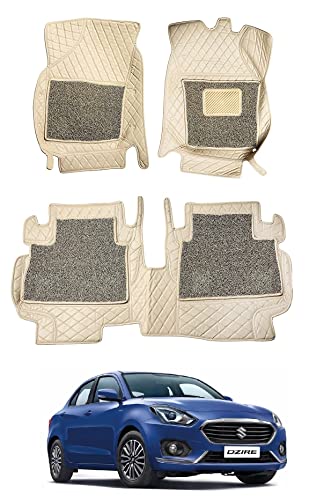 Image of Auto Hub Premium 7D car mat Maruti Swift Dzire (Model: 2017-Till Date), Luxury Double-Stich 7d Car Floor Mat Complete Set, 100% Waterproof and Washable, Color : Beige