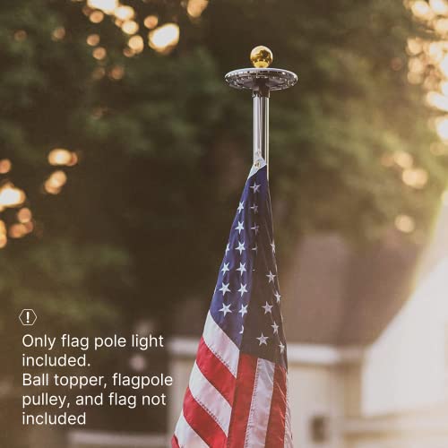 Deneve Ripple Outdoor Flag Pole Light Solar Powered, Waterproof Solar Flag Light Top Mount, Fits Most 20-25 Ft Outdoor Flag Poles, 28 Led's 20% Brighter Model, 100% Flag Coverage From Dusk To Dawn #TOP4