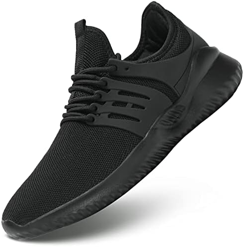 Mens Running Shoes Slip-on Walking Tennis Sneakers Mesh Lightweight Breathable Casual Soft Sole Work Shoes Black