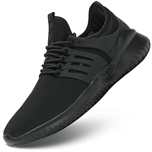Mens Running Shoes Slip-On Walking Tennis Sneakers Mesh Lightweight Breathable Casual Soft Sole Work Shoes Black #TOP15