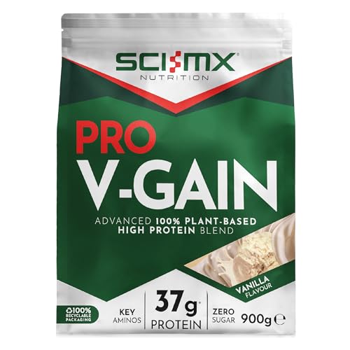 SCI-MX Pro V Gain 100% Plant Based Vegan Protein Formula With No Added Sugar - Vanilla Flavour - 900g - 20 SERVINGS