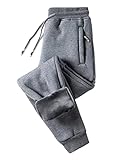 Minetom Jogginghose Herren Winter Fleece Gefüttert Warme Trainingshose Fleece Plüsch Gefüttert Hose Sporthose Winterhose B Grau M