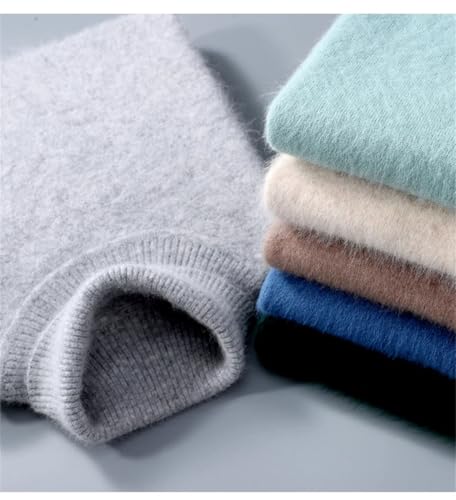 Men's Mink Pullover Sweater Solid Color Thick Warm Knitted Long Sleeve Turtleneck Jumper Tops2