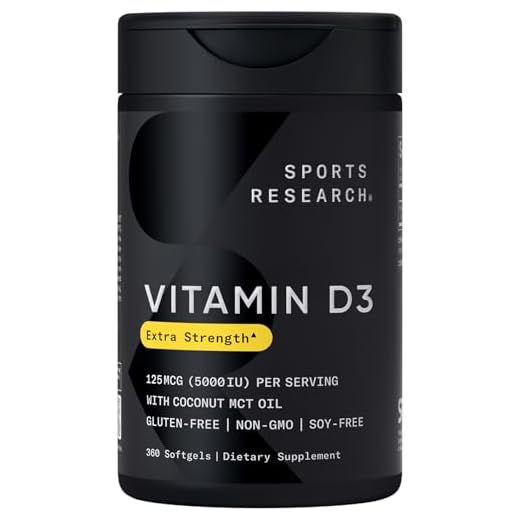 Sports Research® Vitamin D3 5000iu/125mcg with Coconut Oil, 360 Softgels