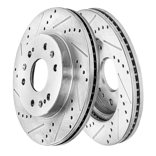 Image of Detroit Axle - Brake Kit for Chevy GMC Silverado Suburban Sierra 1500 Yukon | Avalanche Escalade Drilled Disc Brakes Rotors Ceramic Brake Pads Replacement 12.99 inch inch Front & 13.58 inch inch Rear Rotor
