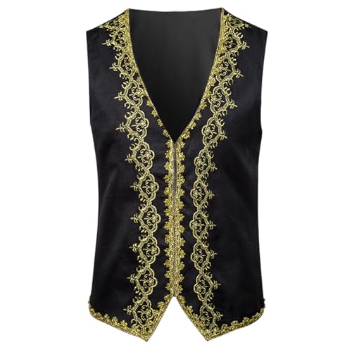 Victorian Waistcoat for Men Slim Fit Jacquard Embroidered Opera Vest Medieval Court Prince Costume Performance Wear