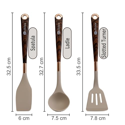 Image of Dribble Premium Big & Sturdy Silicone Spatula Set of 3, Heat Resistant for Non-Stick Cooking,Baking & Mixing,BPA-Free,Food Grade with Designer Handle,Flexible Spatulas for Mixing, Stirring & Flipping