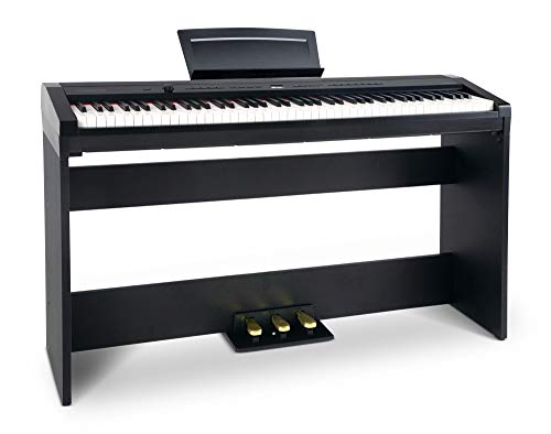 Steinmayer P-60 SM Compact Piano (Stagepiano mit 88 Tasten und passendem Unterbau, Hammermechanik, Anschlagdynamik, 128-fach polyphon, 14 Sounds, inkl. Notenhalter und Netzteil) schwarz