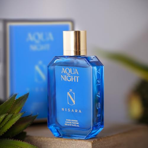 Image of Nisara Aqua Night EDP Perfume for Men,100ml | Premium, Long Lasting Eau De Parfum | Fresh Aquatic Fragrance with Pineapple, Apple, Rose, Sandalwood & Musk Notes for Him
