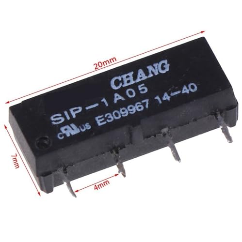 Relais SIP-1A05 5V à lames souples reed 4 broches pour circuit imprimé
