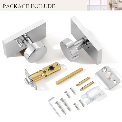 HIEMEY Polished Chrome Door Knobs Privacy Door Knobs Interior with Lock by HIEMEY - Used condition - Image 7