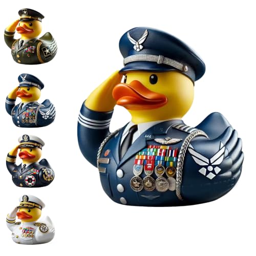 Lwjhzywl Saluting Military Duck Figurine - Resin Veteran Duck in Uniform Patriotic Army Desk Decor for Veterans Military Appreciation Gift for Veterans Day Military Home Decoration (AIR Force)