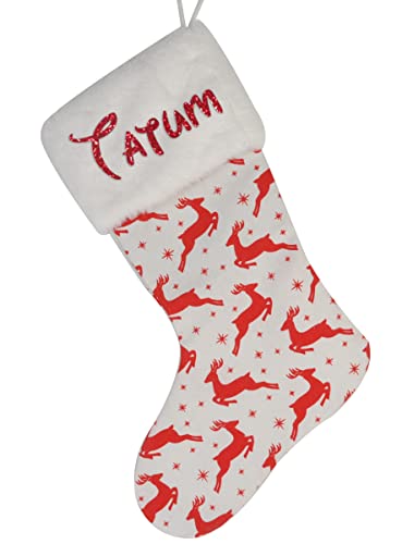 Aoloshow Tatum Personalized Christmas Stockings Custom Name Faux Fur Holiday Family Party Decoration