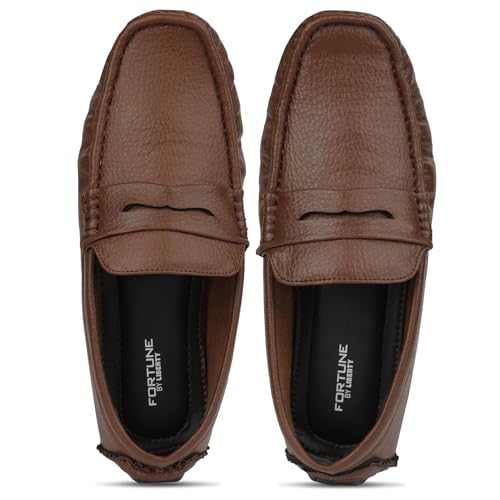 Image of Liberty Fortune CLASSIK-2E Loafer Shoes for Men - Brown, Black, Non-Lacing Casual Formal Slip-On Loafers Stylish Shoes Ideal for Office, Party, Wedding, Kurta - Comfortable Lightweight
