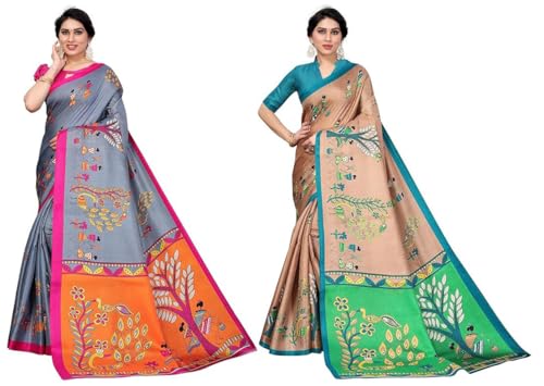 Saris de seda artística para mujer con acabados finos y blusa libre