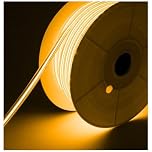 Brightex 25M Warm White COB LED Strip Light 220V, Super Bright Flexible LED Tape, Waterproof Cuttable LED Strip with Connector, Continuous Lighting for Bedroom Kitchen Cabinet Mirror Indoor Outdoor