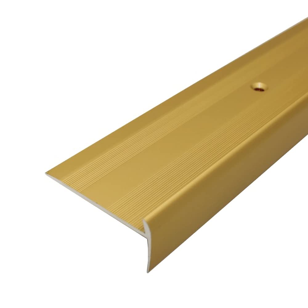 C27 44 x 20.5mm Anodised Aluminium LVT Stair Nosing Edge Profile for 5mm Flooring - Gold, 0.9m