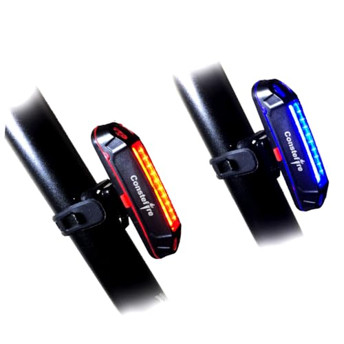 Luz Trasera para Bicicleta Recargable USB, 2 Pack luz Bicicleta Trasera,Impermeable,Advertencia,(5 Modos,2Color in 1,) Muy Luminoso y Fácil de Instalar Luces Rojas Máxima Seguridad Ciclismo (TY.1)
