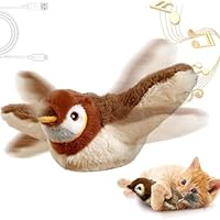 Umikk Katzenspielzeug Vogel Simuliertes Zwitscherndes, Selbstbeschäftigung Bird Cat Toy Interaktives Katzenspielzeug Elektrisch Vogel,Flapping Bird Cat Toy