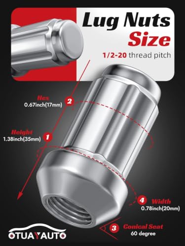 Image of OTUAYAUTO 1 /2-20 Lug Nuts,Replacement for 1987-2018 Jeep Wrangler