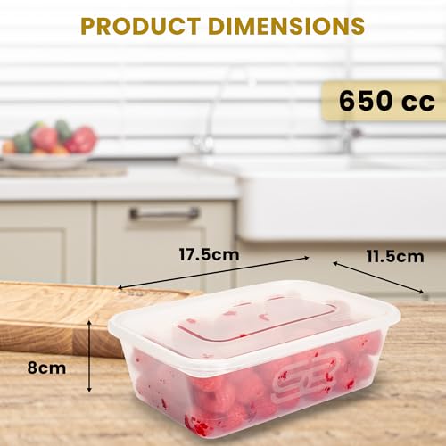Image of Superior Takeaway Containers with Lids - 20 Pcs Durable 650ml Crack-Resistant Rectangular Food Containers with Lids -Microwave Safe Leak-Proof Takeaway Containers- Perfect for Meal Prep & Food Storage