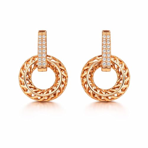 Image of Nilu's Collection 18k Rose Gold Plated Clip On Hoop Earrings, Stylish Women Earrings, Fancy Zircon Copper Bali Earrings for Women and Girls (Drop design)