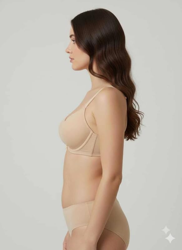 Image of Imsa Moda Women's Nylon Lycra Padded Non-Wired Full Coverage Everyday Bra | Soft, Comfortable & Supportive | Seamless Regular Wear Bra (Pack of 2)