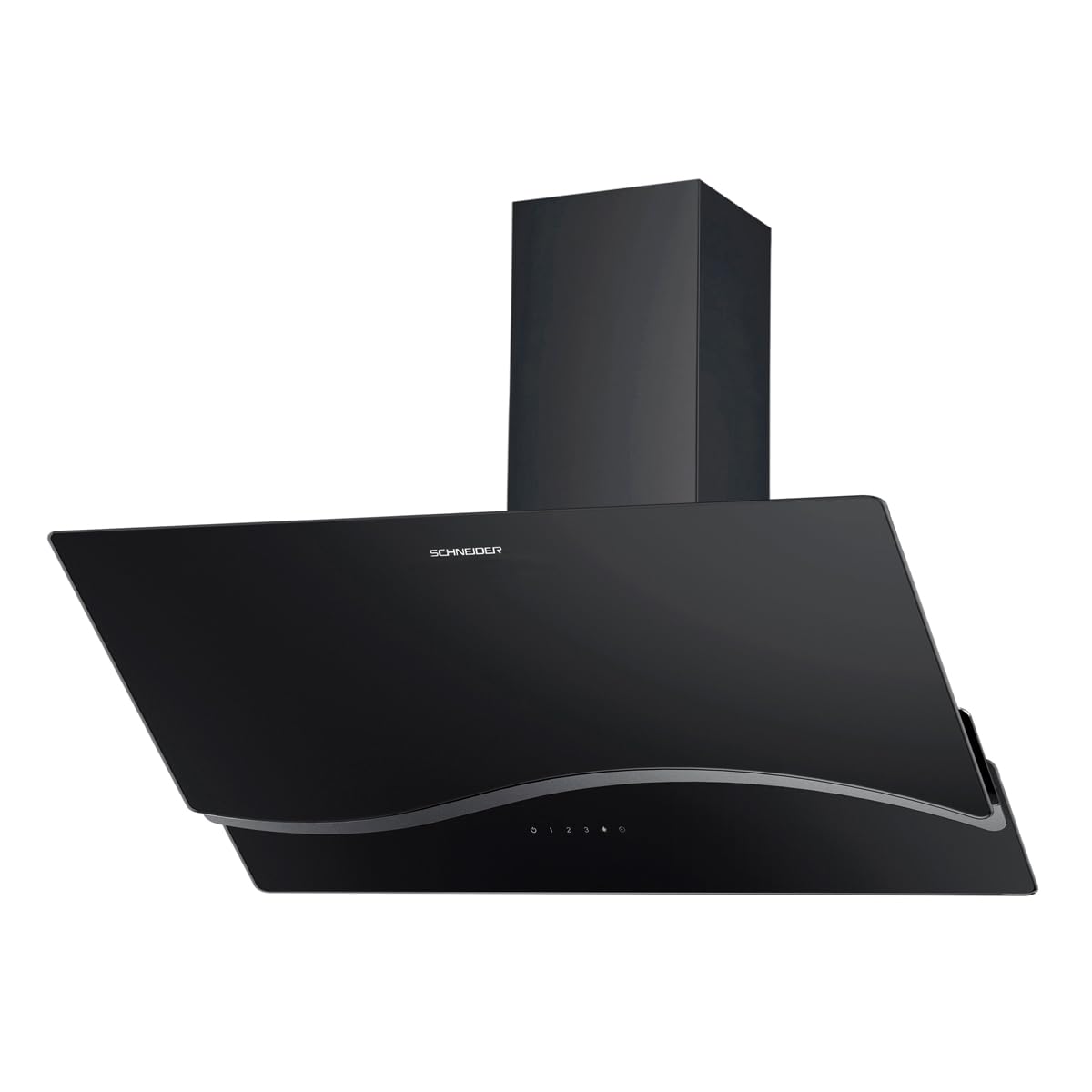 Schneider - Campana extractora 90 cm con filtros de carbono activo, 594 m³/h, Iluminación LED, Parada automática, 3 velocidades, Negro/Inoxidable