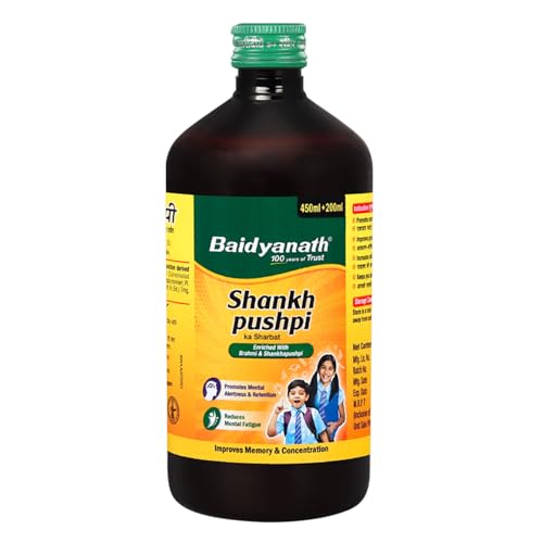 Baidyanath Ayurved Shankhpushpi Sharbat - 650 ml | Helps Improve Memory, Cognitive skills & Mental fatigue (Pack of 1)