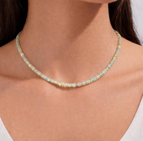 Image of Natural Rainbow Gemstone Beaded Necklace for Women | Healing Crystal Stone Jewelry | Handmade Trendy Necklace Gift for Women & Girls