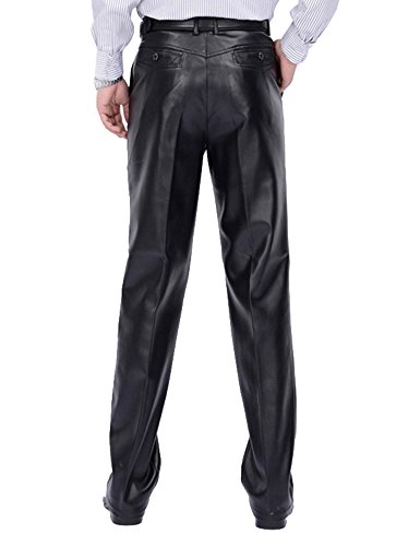 Men`s Classic Business Casual Regular-Fit Faux Leather Pants4