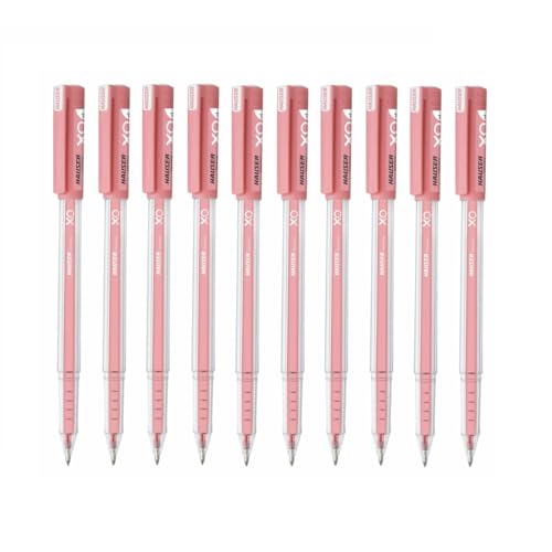 Image of Hauser Xo Jumbo Gel Pen | Loaded With Jumbo Refill | Low-Viscosity Ink System | Quick Dry Ink | Transparent Body Type | Smooth, Sturdy & Refillable Pen | Red, Set Of 10 Pens