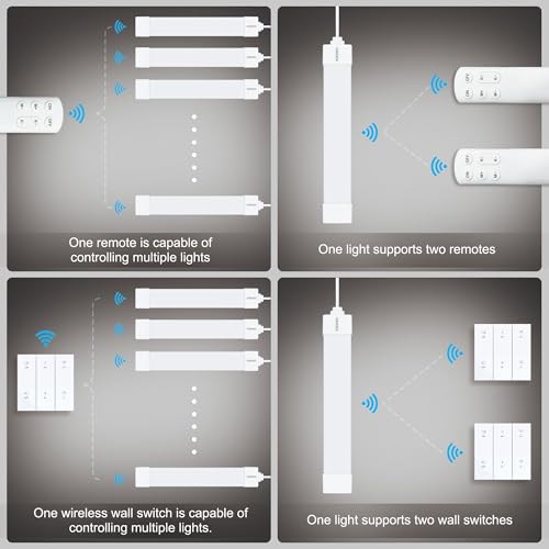 Image of WNSNOU Under Cabinet Lighting Plug in Light Dimming and Color with Remote | With wireless wall switch 16 inch 15W 1500LM 3000-6500K adjustable LED Tube Light Fixture for Cabinet Closet Office