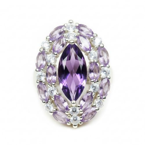 Argent Marquise Violet Amethyst : bague mixte en argent véritable
