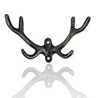 30GO Vintage Cast Iron Deer Antlers Wall Hooks Antler Decorative Hanger w/Screws | Hook for Coats, Hats, Scarves, Keys | Rustic Farmhouse Style Home Decor