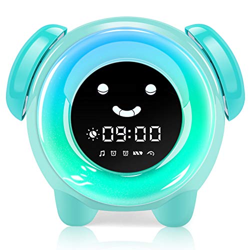 KNGUVTH Kids Alarm Clock, Updated Version Sleep Training Kids Clock with 7 Changing